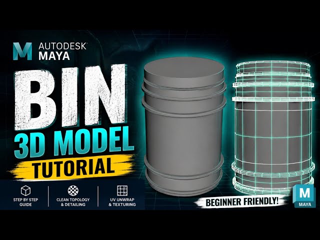 Bin 3D Modeling Tutorial in Autodesk Maya | Clean Topology & UV Unwrapping