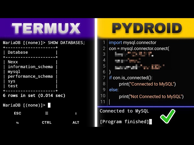Install MySQL + Python in Mobile & Connect Them (COMPLETE SETUP)