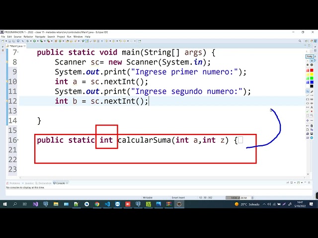 Metodo return en Java   crear mi primer metodo para sumar dos numero y llamarlo en el main
