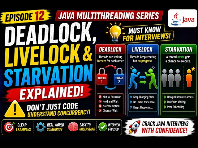 Deadlock, Livelock & Starvation Explained | Java Multithreading | Java Multithreading Ep. 12