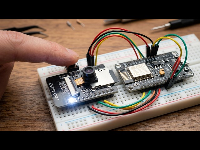 AI Thinker ESP32-CAM · Button-triggered capture · SD card storage · NodeMCU powered