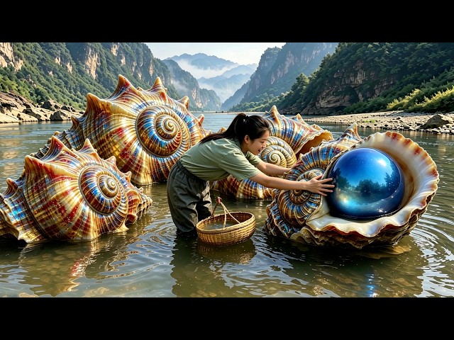 I accidentally discovered a huge colorful shell with pearls larger than a basketball on it