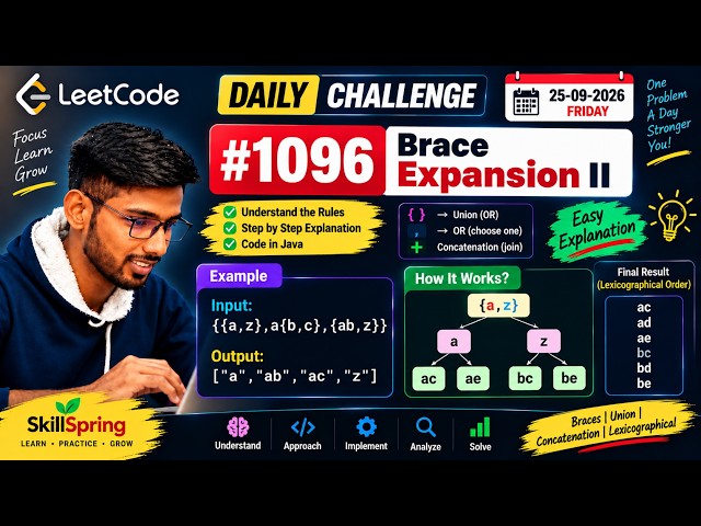 Daily LeetCode Challenge #1096 | Brace Expansion II | Java | Easy Explanation | 25-09-2026