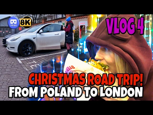 VR180 Vlog 4 | Surprise Christmas Trip by Tesla from Poland to London 🎄🚗🇵🇱➡️🇬🇧