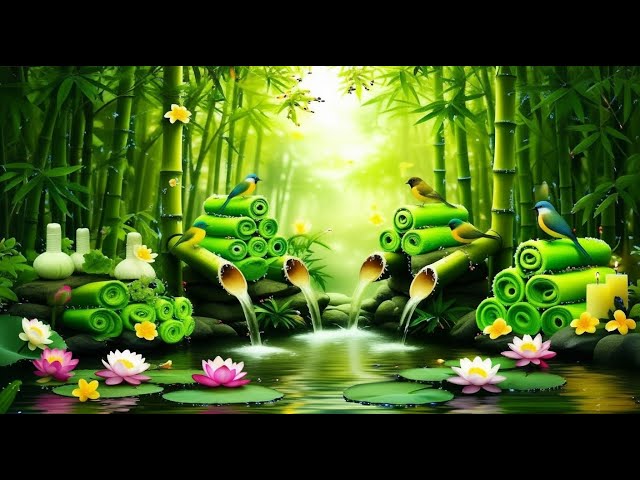 Relaxing Sleep Music with Bamboo Water Sound🌿Deep Sleep Music, Meditation, Calm Anxiety, Spa BGM