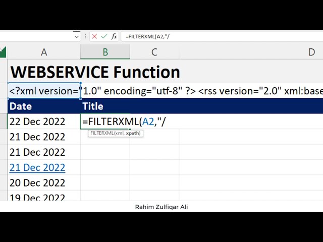 Retrieve Data from NASA Website RSS Feeds | WEBSERVICE & FILTERXML Function in Microsoft Excel