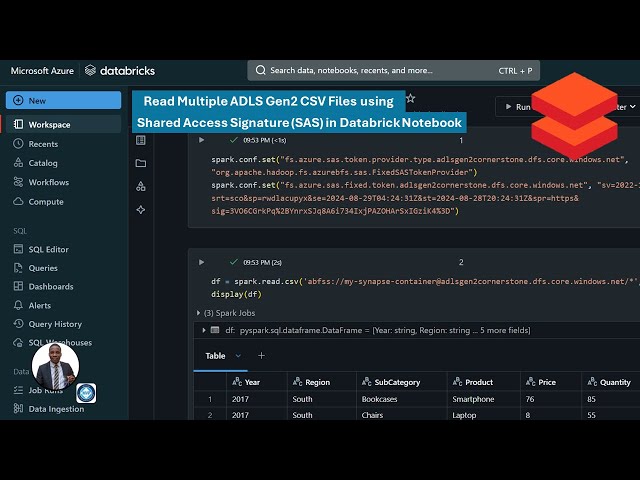 7. Read Multiple ADLS Gen2 CSV Files using SAS in Databricks Notebook