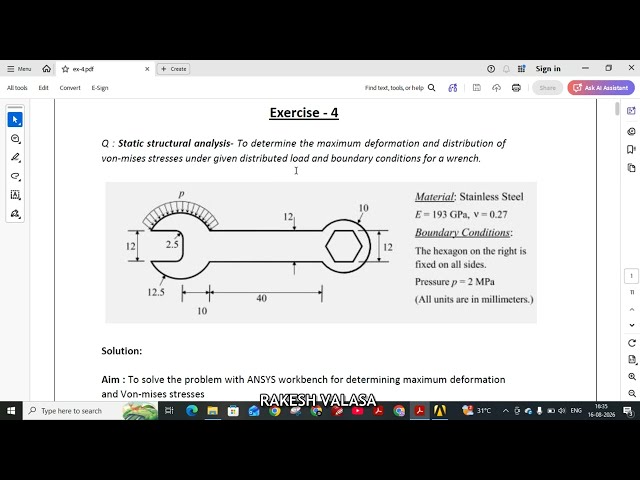 Static structural analysis on a wrench