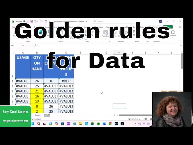 Golden Rules for data Structure in Excel