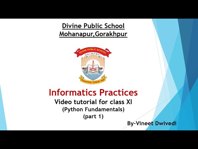 Class 11, Informatics Practices, ch-3(python fundamentals)part-1