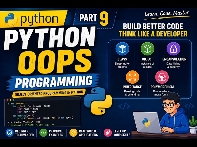 Python OOPs Programming Tutorial | Classes, Objects, Inheritance & Polymorphism | Part 9
