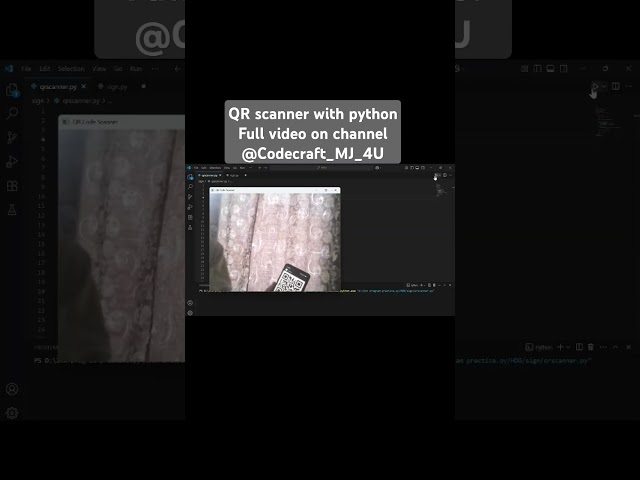 QR code scanner with python |opencv #QRCodeScanner #PythonShorts #OpenCV #CodeCraftMJ  #Programing