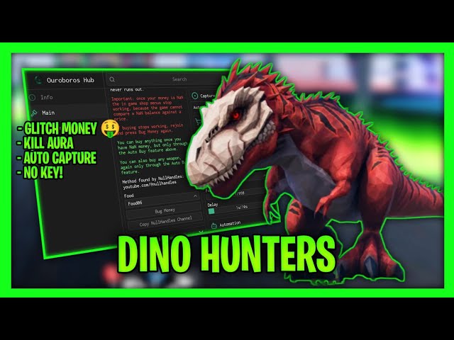 *NEW* Dino Hunters Script - Infinite Money Glitch, Kill Aura, Auto Capture & More (Keyless)