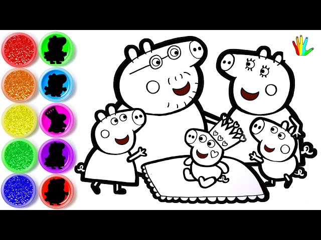 How to draw Peppa Pig's Family and Evie Pig - Peppa Pig Drawing - Bee Art TV