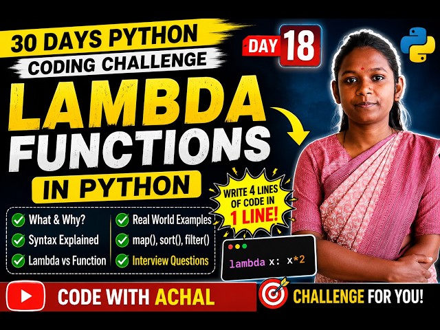 Lambda Functions in Python Explained | Day 18 Python Coding Challenge