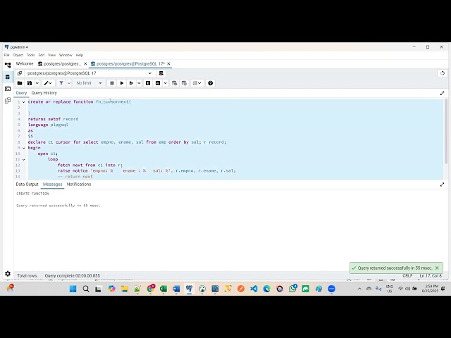 Part 66 - PostgreSQL - PL pgSQL - Cursors - Fetch Next using Loop By Ramesh Babu Bollu