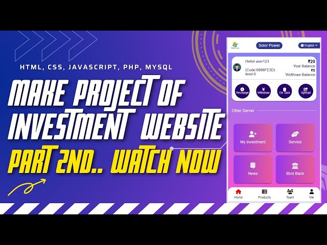 Make Project Of Investments Website Using PHP | MySQL | Html | CSS | JavaScript