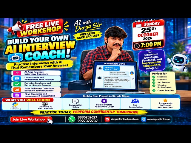 BUILD YOUR OWN AI INTERVIEW COACH (FREE Workshop) Online Training @ DURGASOFT