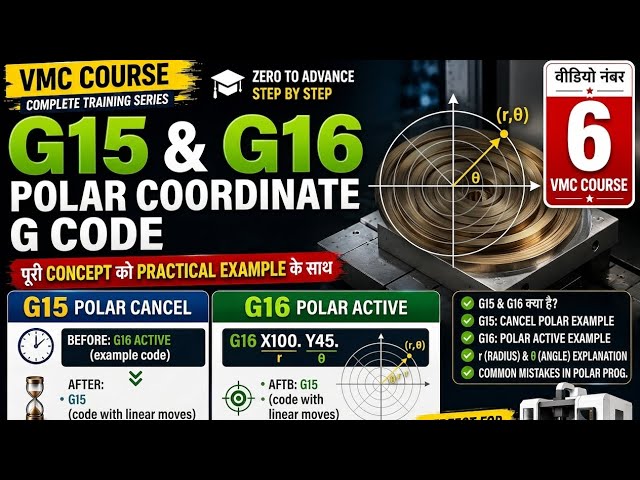 G15 G16 VMC G Code | G15 Polar Coordinate OFF G16 Polar Coordinate ON | Basic G-code Training Vid...