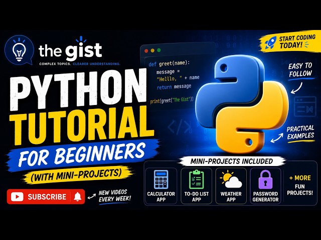 Python Tutorial for Beginners | Learn Python with Mini Projects (Complete Crash Course)