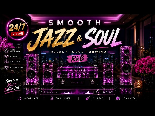 Smooth Jazz & Soul R&B 24/7 - Midnight Jazz Lounge | Relaxing Instrumental Vibes