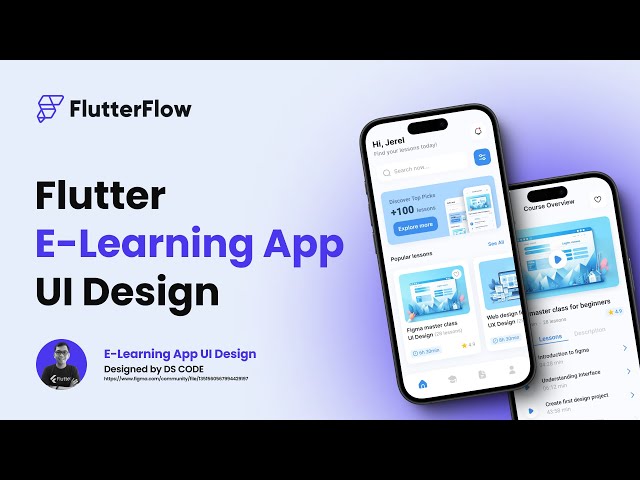 Flutter UI Tutorial - E-Learning Online Course App UI Design without Coding using FlutterFlow