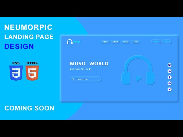Music Landing Page Design Trailer | Neumorphism HTML and CSS  | DS Code #shorts