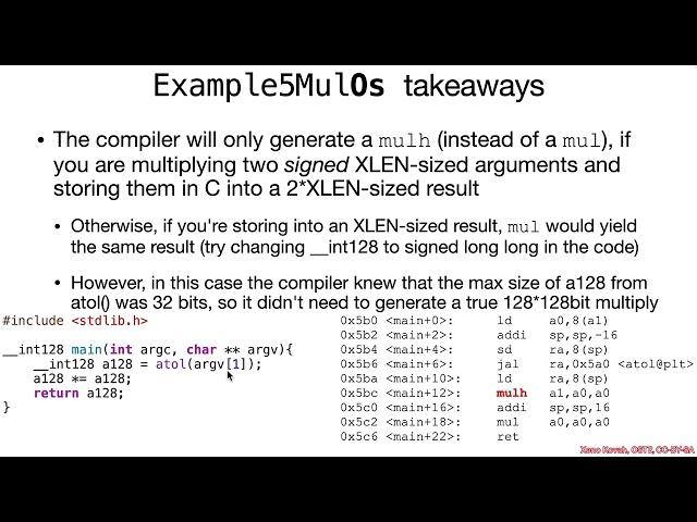 Arch1005: RISC-V Assembly 11 MulDivRem 05 Example5Mul.c 2
