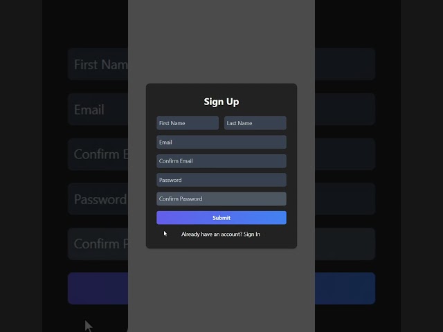 Create Sign Up Form Using React JS & Tailwind CSS
