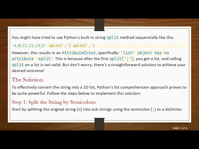 How to Split a String into a 2D List in Python