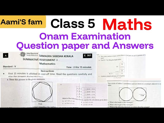 Class 5 - Onam Examination Model Question Paper - Mathematics