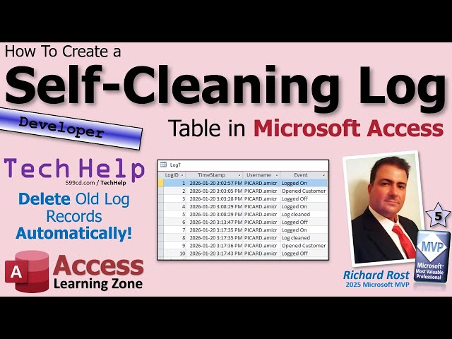 How To Create A Self Cleaning Log In Microsoft Access And Automatically Delete Old Records