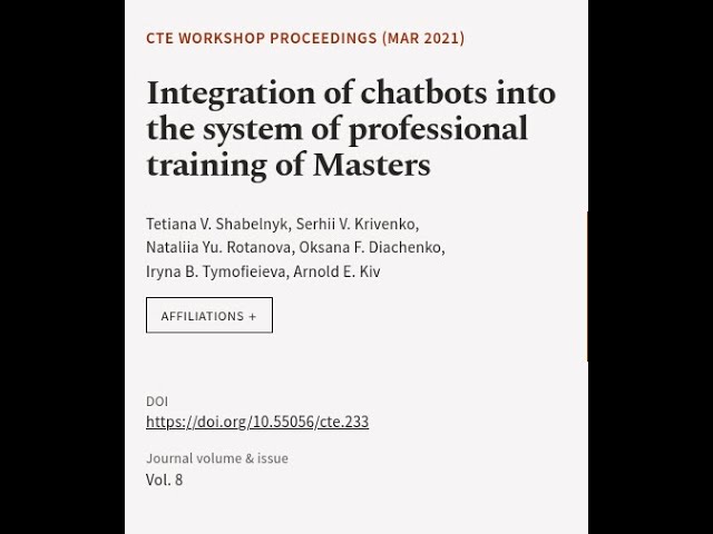 Integration of chatbots into the system of professional training of Masters | RTCL.TV