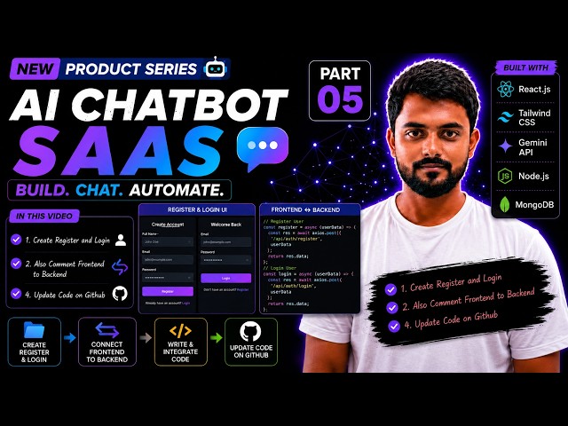 Build AI Chatbot SaaS  | Login & Register Page with AI + Connect React Frontend to Backend | Part 05