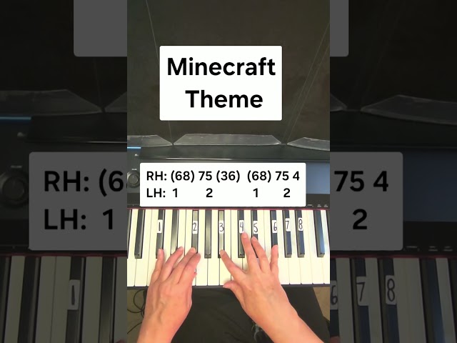 Minecraft Theme Easy Piano Tutorial (Calm 1) -- Both hands #minecraft #piano #short