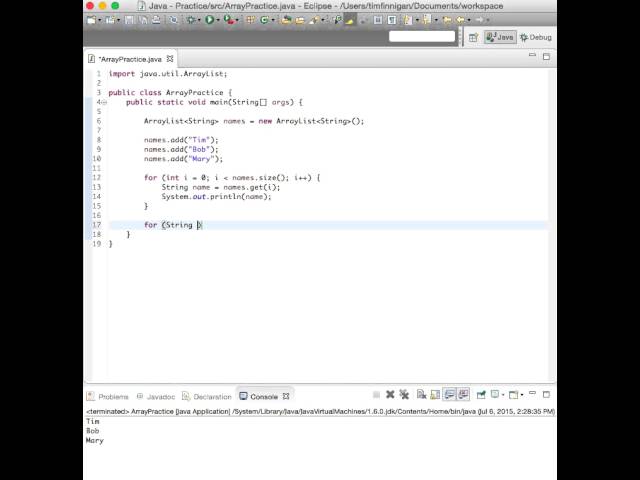 Enhanced for loop with Array Lists (Java)