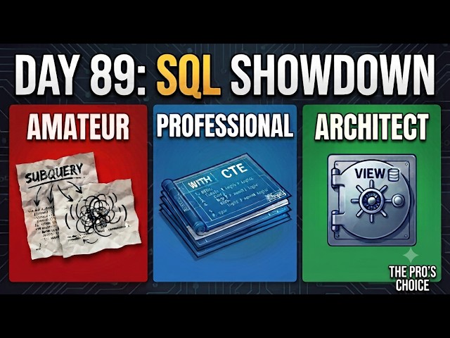 Day 89 Stop Writing Spaghetti SQL! (Mastering CTEs, Views, and Subqueries)