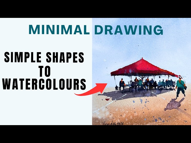Paint Loose Watercolor With Minimal Drawing - Start with Simple Shapes | Beginner Tutorial !