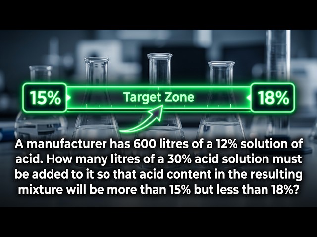 A manufacturer has 600 litres of a 12% solution of acid. How many litres of a 30% acid solution m...