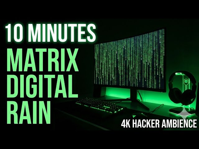 Matrix Digital Rain 4K | 10 Minutes Hacker Ambience 🟢