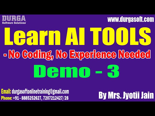 LEARN AI TOOLS - NO CODING, NO EXPERIENCE NEEDED tutorials || Demo - 3 || by Mrs. Jyotii Jain