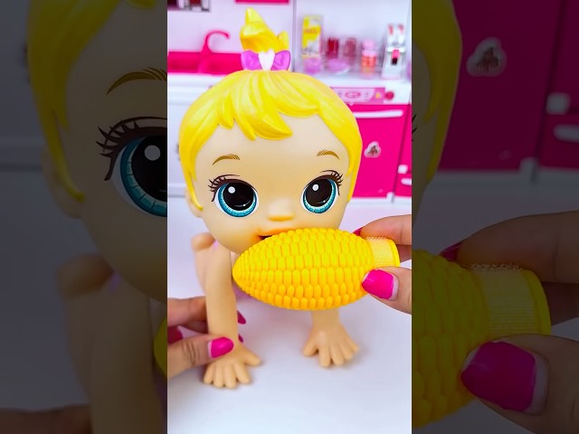 Subi Unbox | ASMR Minnie Mouse Eating Corn 🌽 Satisfying Kitchen Toy Unboxing