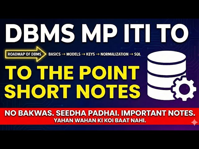 MP ITI TO COPA|DBMS ROADMAP |To The Point (No Bakwas)DBMS for MP ITI TO|Complete Roadmap