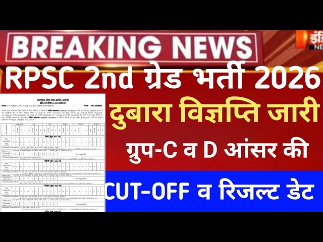 RPSC 2nd grade Sst,Hindi Answerkey 2026/RPSC 2nd grade Cut-off 2026/Rpsc second grade Safe-Score2026
