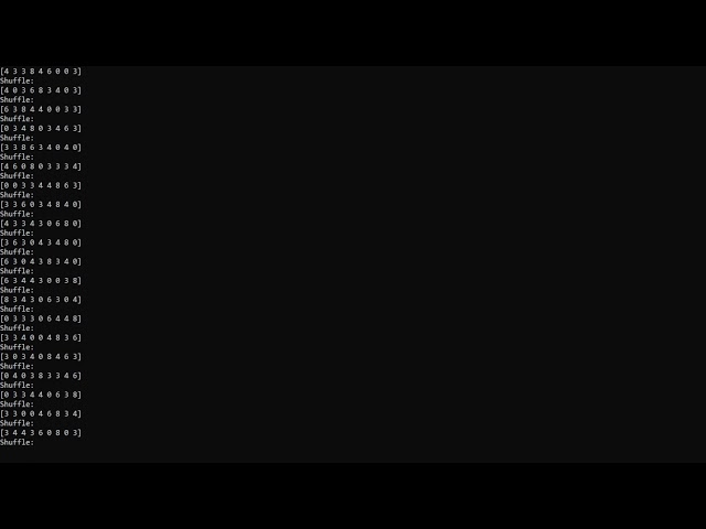 BogoSort sorting 9 elements