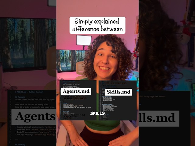 Difference - agents.md vs skills.md (simply explained) #agent #skills #claude
