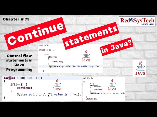 Java Continue Statement Tutorial for Beginners | Examples in Eclipse | Java Statements|  Red9SysTech