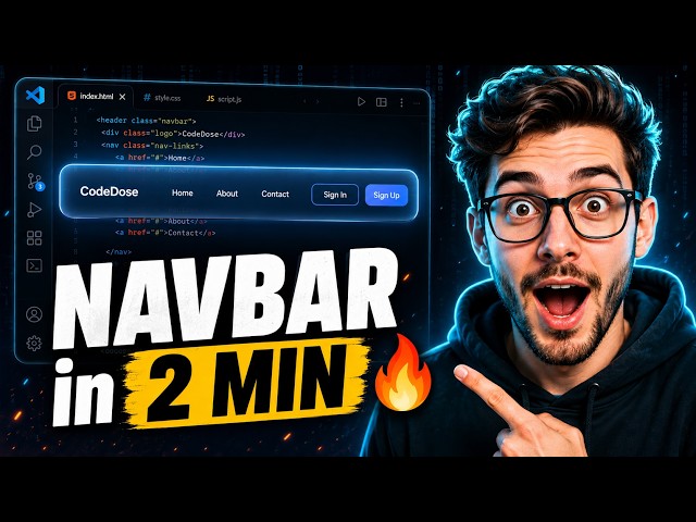 HTML CSS Navbar in 2 Minutes  Beginner Tutorial