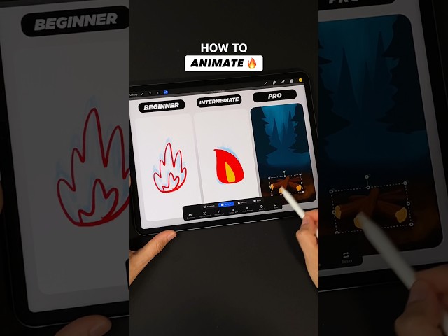 3 levels of animation 🔥 fire tutorial #procreate #animation