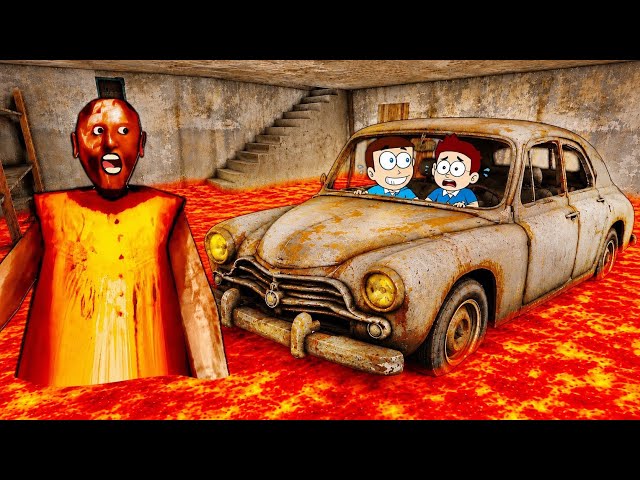 Lava Granny in Granny Chapter 1 - Car Escape | Shiva and Kanzo Gameplay